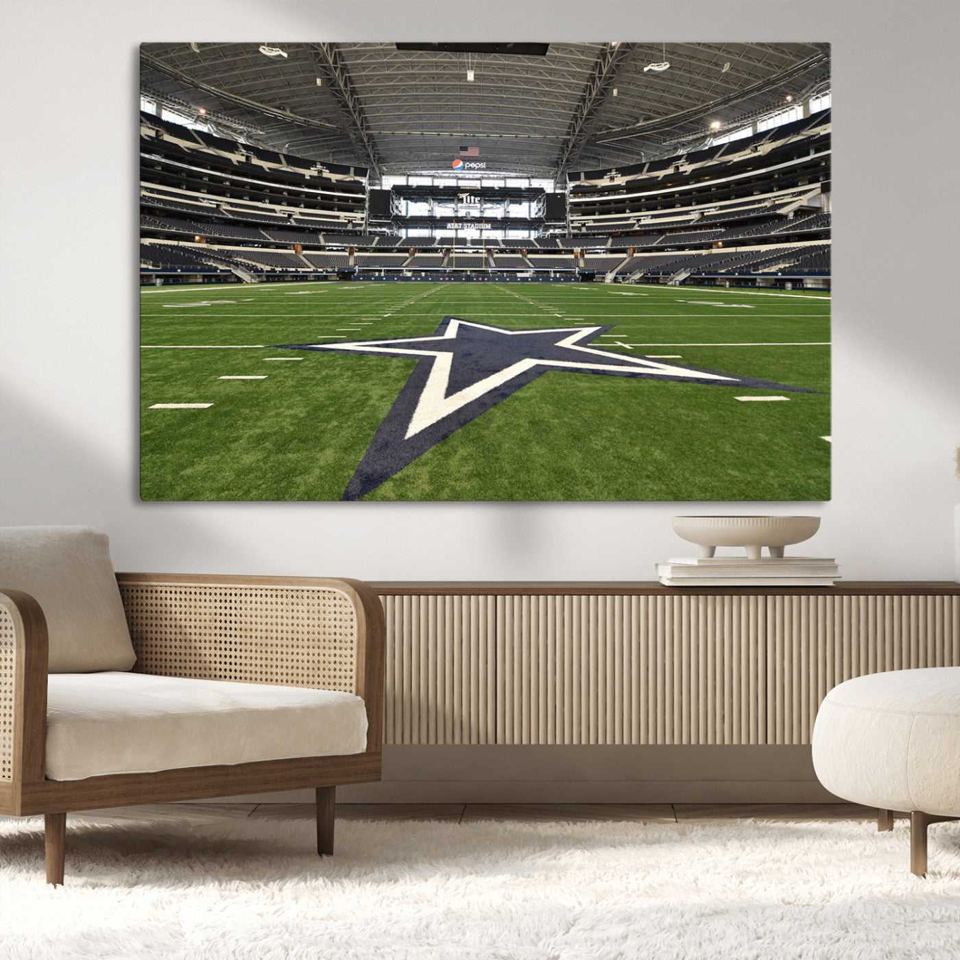 14834-MGV-CV-36X24-Dallas Att Stadium Wall Art Canvas Print, Framed Texas NFL Stadium Art Picture Print, American Football Stadium Perfect Sports