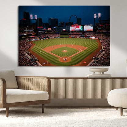 38612-MGV-CV-36X24-Busch Stadium Wall Art Canvas Print, Framed Missouri Stadium Art Picture Print, Busch Stadium Field Perfect Sports Room Decor