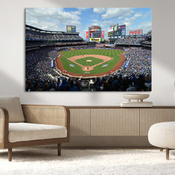 22910-MGV-CV-36X24-City Field Stadium Wall Art Canvas Print, Framed New York Stadium Art Picture Print, City Field Perfect Sport Room Decor Artwork