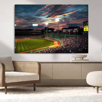 66781-MGV-CV-36X24-Baseball Stadium Wall Art – Canvas Print Evening Game Field Packed Crowd Sunset Sky Sports Photography, Dynamic Decor for Game