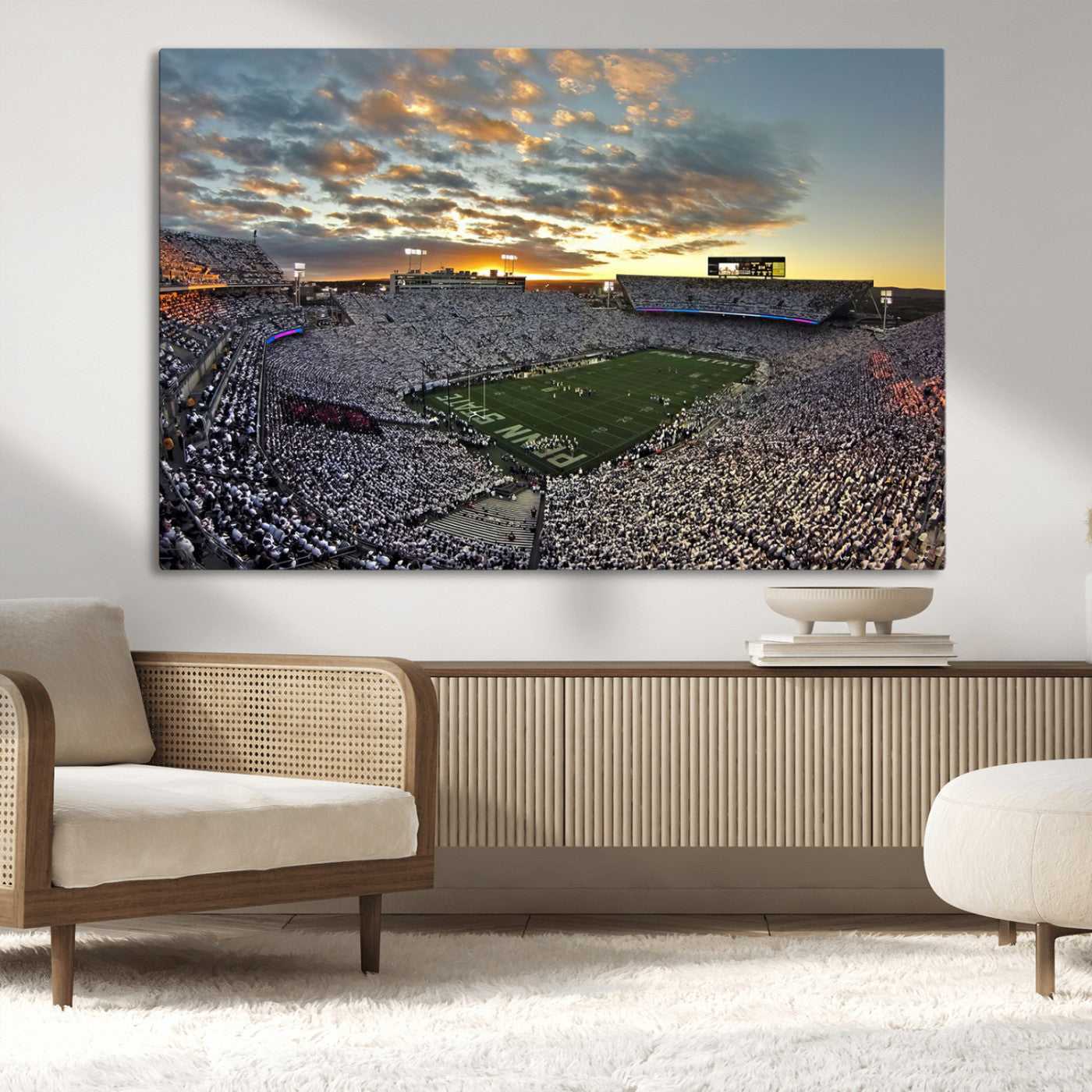 38807-MGV-CV-36X24-Beaver Stadium Wall Art Canvas Print, Framed Beaver Stadium Field Art Picture Print, Football Stadium Perfect Sport Room Decor