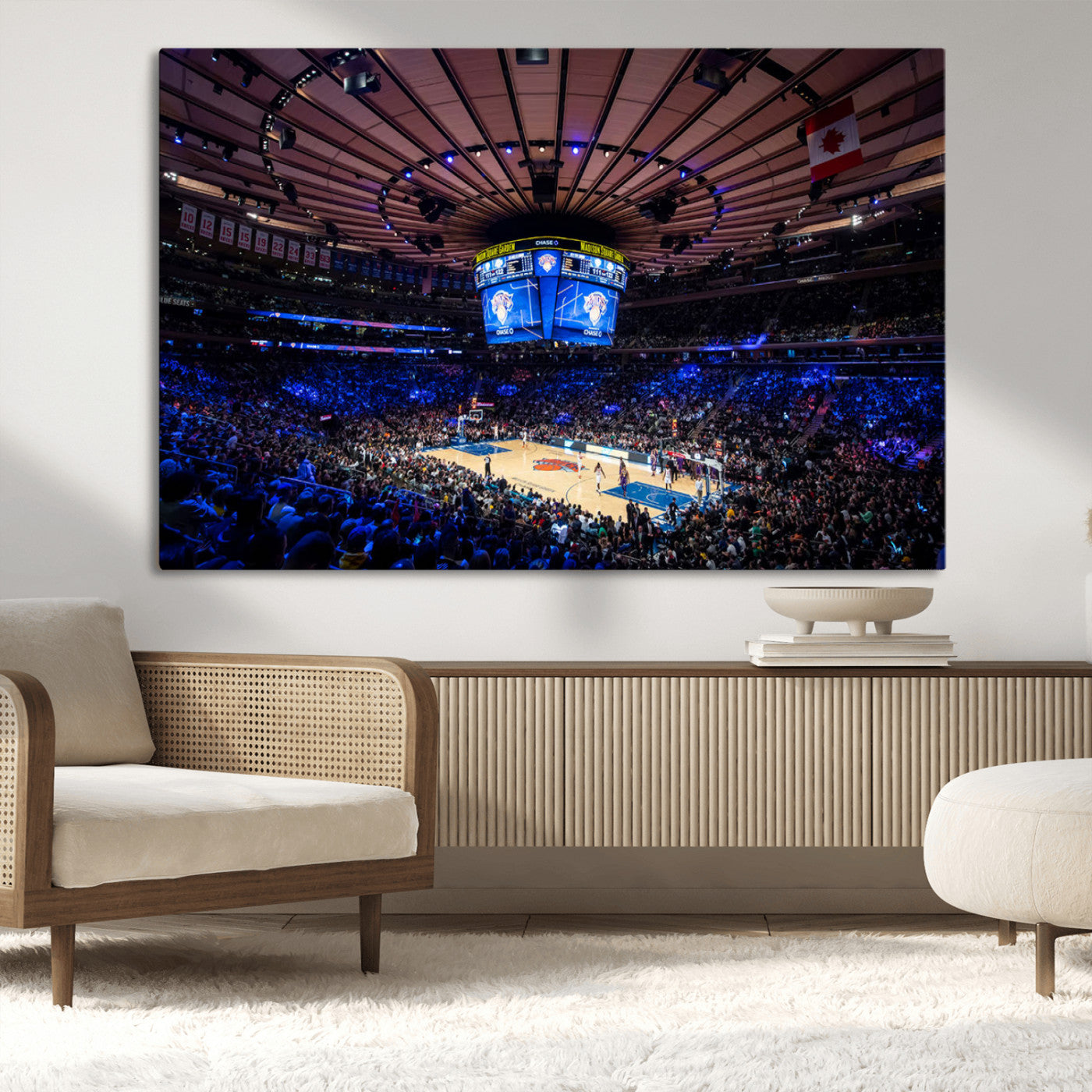 20491-MGV-CV-36X24-Madison Square Garden Wall Art Canvas Print, Framed New York Stadium Art Picture Print, MSG Stadium Perfect Sport Room Decor