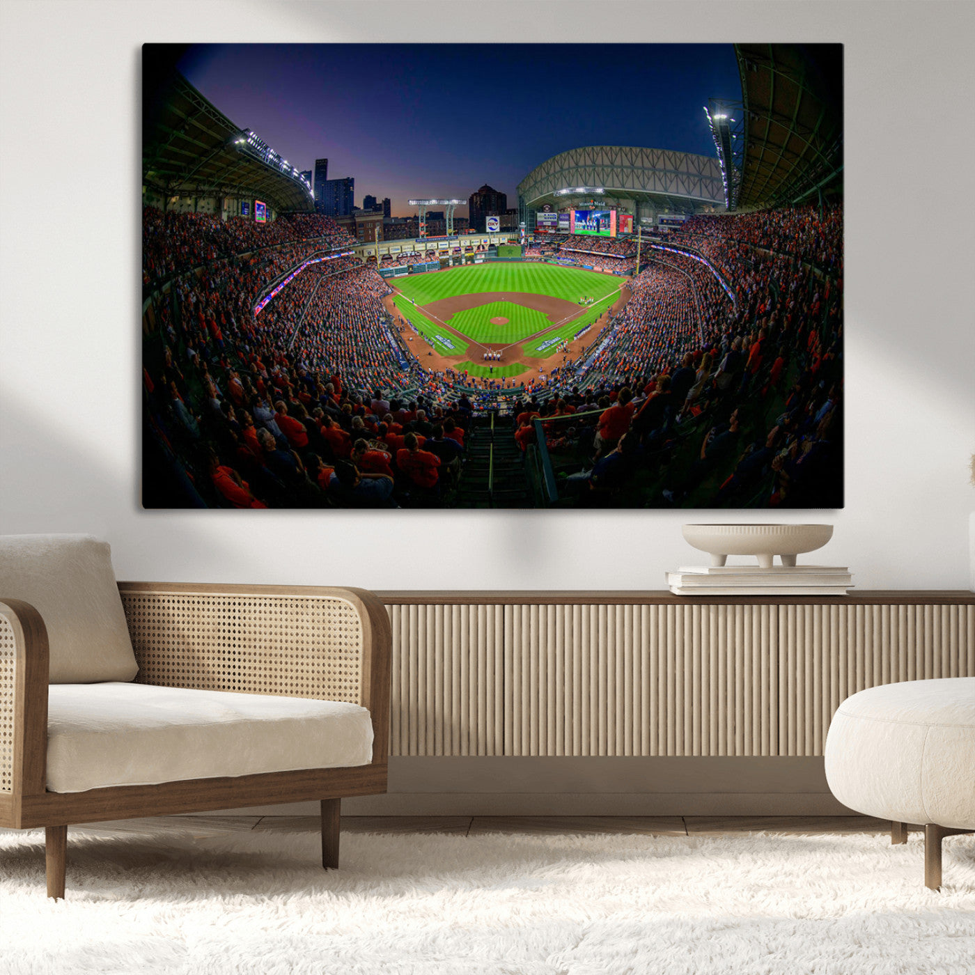 44322-MGV-CV-36X24-Minute Maid Park Wall Art Canvas Print, Framed Houston Astros Stadium Art Picture Print, Houston Astros Field Perfect Sports Room