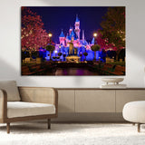 79435-MGV-CV-36X24-Disney Castle Wall Art Canvas Print, Framed Magic Kingdom Art Picture Print, Disney World Perfect Child Room Decor Artwork