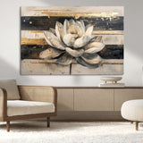 18807-MGV-CV-36X24-Lotus Flower Wall Art Canvas Print, Framed Abstract Lotus Art Picture Print, White Lotus Flower Perfect Abstract Floral Decor