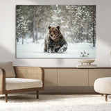 43350-MGV-CV-36X24-Wild Bear in Snow Wall Art – Majestic Wildlife Photography Print, Winter Forest Nature Decor for Cabin, Lodge, Rustic Home,