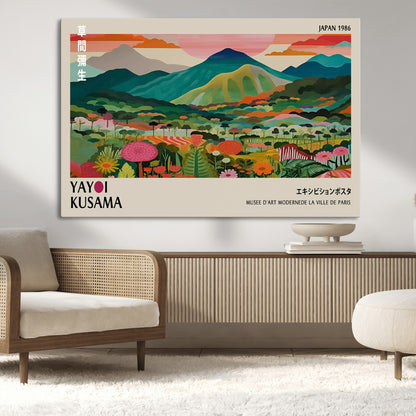 54215-MGV-CV-36X24-Yayoi Kusama Wall Art – Panoramic Japanese Landscape Canvas Print, Modern Abstract Nature Decor for Office, Bedroom or Living Room