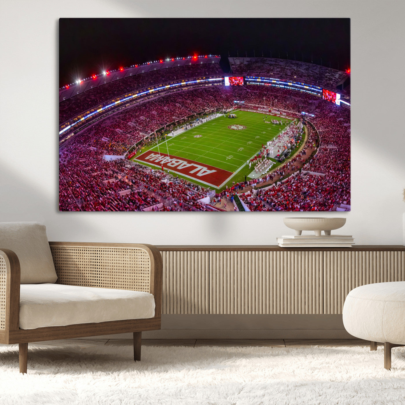 11343-MGV-CV-36X24-Bryant-Denny Stadium Wall Art – Panoramic Alabama Crimson Tide Football Field Canvas Print, Game Day Decor for Office, Man Cave or