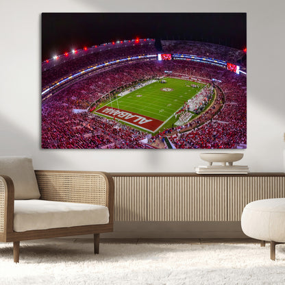 11343-MGV-CV-36X24-Bryant-Denny Stadium Wall Art – Panoramic Alabama Crimson Tide Football Field Canvas Print, Game Day Decor for Office, Man Cave or