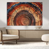 28555-MGV-CV-36X24-Tree Ring Wall Art – Rustic Wood Grain Canvas Print, Natural Texture Abstract Artwork Poster for Living Room, Bedroom, Office,