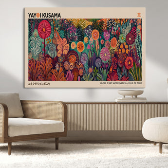 51280-MGV-CV-36X24-Abstract Yayoi Kusama Wall Art Canvas Print, Framed Japanese Wabi Sabi Art Picture Print, Yayoi Kusama Perfect Abstract Modern