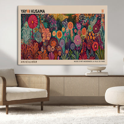 51280-MGV-CV-36X24-Abstract Yayoi Kusama Wall Art Canvas Print, Framed Japanese Wabi Sabi Art Picture Print, Yayoi Kusama Perfect Abstract Modern