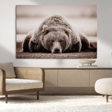 20611-MGV-CV-36X24-Grizzly Bear Wall Art – Majestic Wildlife Sepia Canvas Print, Rustic Nature Animal Artwork for Cabin, Lodge, Living Room, Bedroom,
