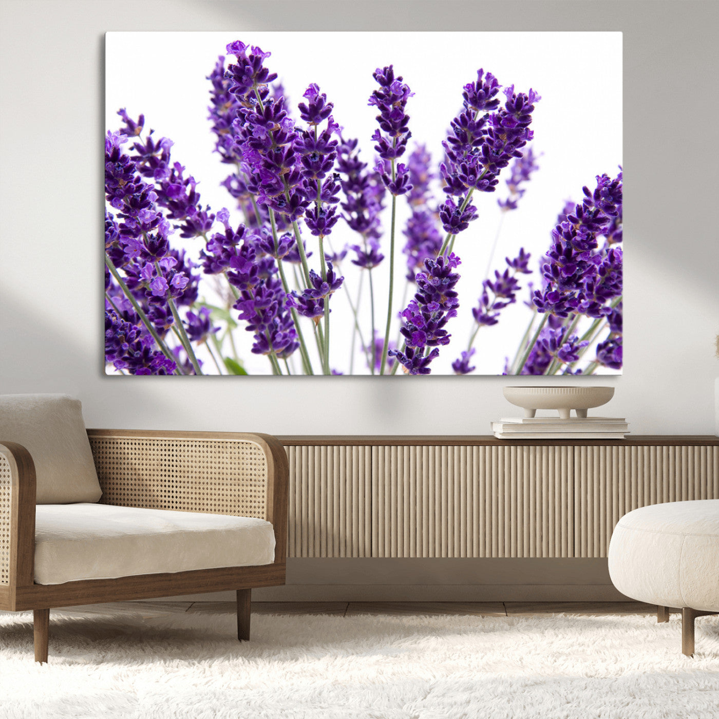 84456-MGV-CV-36X24-Lavender Wall Art – Botanical Canvas Print Featuring Purple Floral Stems, Fresh Nature Inspired Artwork for Living Room, Bedroom,