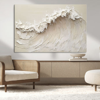 45175-MGV-CV-36X24-Textured Wave Wall Art Canvas Print, Framed Minimal Seascape Art Picture Print, Elegant Wave Perfect Modern Coastal Decor Artwork
