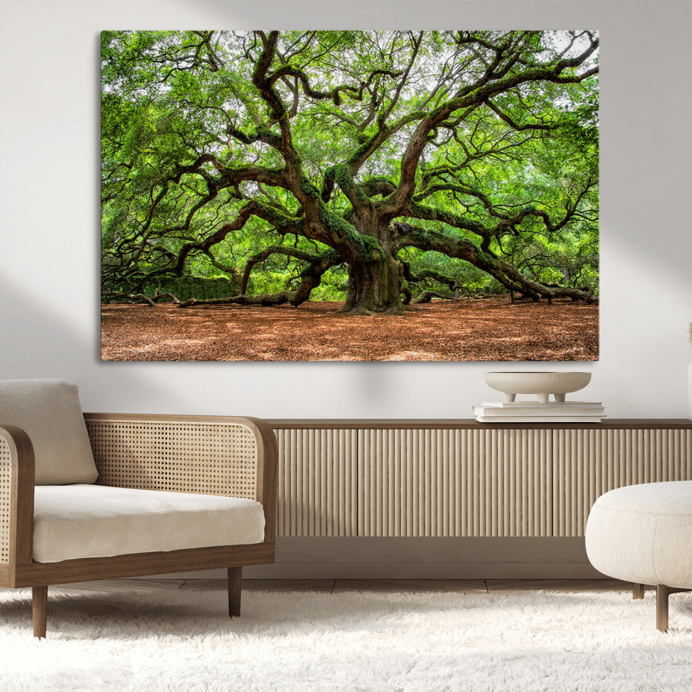 51255351-MGV-CV-36X24-Ancient Tree Wall Art – Majestic Oak Canvas Print, Large Nature Photography, Sacred Forest Landscape Wall Décor, Wisdom Tree