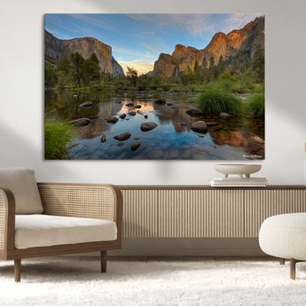 55893831-MGV-CV-36X24-Yosemite Valley Wall Art Canvas Print, Framed El Capitan Art Picture Print, Sierra Landspace Perfect Rustic Nature Decor Artwork
