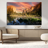 31199457-MGV-CV-36X24-Yosemite Valley Wall Art Canvas Print, Framed El Capitan Art Picture Print, Sunset Sky Perfect Vibrant Western Decor Artwork