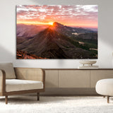 50957419-MGV-CV-36X24-Mountain Sunrise Wall Art Canvas Print, Framed Alpine Ridge Art Picture Print, Mountain Range Perfect Vibrant Rustic Decor Artwork