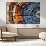 96890915-MGV-CV-36X24-Abstract Tree Ring Wall Art – Rustic Nature Canvas Print with Wood Grain Texture, Modern Earth Tone Artwork for Office, Living