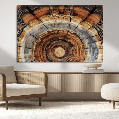 15184146-MGV-CV-36X24-Tree Rings Wall Art Canvas Print, Framed Wood Texture Art Picture Print, Rustic Pattern Perfect Rustic Organic Decor Artwork