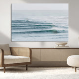 73969318-MGV-CV-36X24-Ocean Waves Wall Art Canvas Print, Framed Surfer Lineup Art Picture Print, Crowded Ocean Perfect Minimal Coastal Decor Artwork