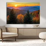 36964931-MGV-CV-36X24-Autumn Mountains Wall Art Canvas Print, Framed Sunset Glow Forest Art Picture Print, Golden Trees Perfect Vibrant Nature Decor