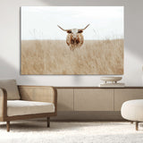 20927060-MGV-CV-36X24-Texas Longhorn Wall Art Canvas Print, Framed Lone Cattle Art Picture Print, Longhorn Bull Perfect Rustic Western Decor Artwork