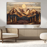 39116082-MGV-CV-36X24-Wood Mountain Landscape Wall Art Canvas Print, Framed Sunset Hills Art Picture Print, Abstract Nature Perfect Boho Decor Artwork