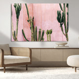 93119502-MGV-CV-36X24-Tall Cactus Wall Art Canvas Print, Framed Pink Wall Art Picture Print, Cactus Lines Perfect Modern Desert Decor Artwork