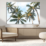 87247012-MGV-CV-36X24-Skyward Palm Trees Wall Art Canvas Print, Framed Tropical Sky Art Picture Print, Coconut Palm Perfect Tropical Skyview Decor