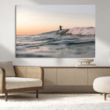 58502923-MGV-CV-36X24-Wave Rider Wall Art Canvas Print, Framed Ocean Wave Art Picture Print, Riding Surf Perfect Sunset Surf Decor Artwork