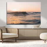 46299358-MGV-CV-36X24-Sunset Waves Wall Art Canvas Print, Framed Ocean Horizon Art Picture Print, Golden Water Perfect Golden Hour Coastal Decor Artwork
