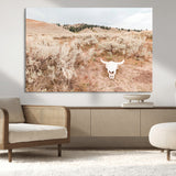 97234735-MGV-CV-36X24-Rustic Bones Wall Art Canvas Print, Framed Desert Sage Art Picture Print, Prairie Skull Perfect Minimal Rustic Decor Artwork