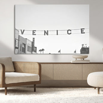 68254589-MGV-CV-36X24-Venice Sign Wall Art Canvas Print, Framed Venice Letters Art Picture Print, Los Angeles Perfect Minimalist Urban Decor Artwork