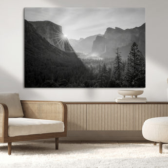 39278955-MGV-CV-36X24-Yosemite Valley Wall Art Canvas Print, Framed El Capitan Art Picture Print, Misty Mountain Perfect Modern Rustic Decor Artwork