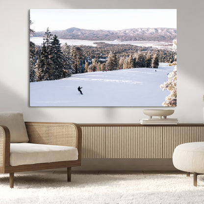 79857868-MGV-CV-36X24-Snowy Mountain Wall Art Canvas Print, Framed Ski Slope Art Picture Print, Winter Forest Perfect Modern Rustic Decor Artwork