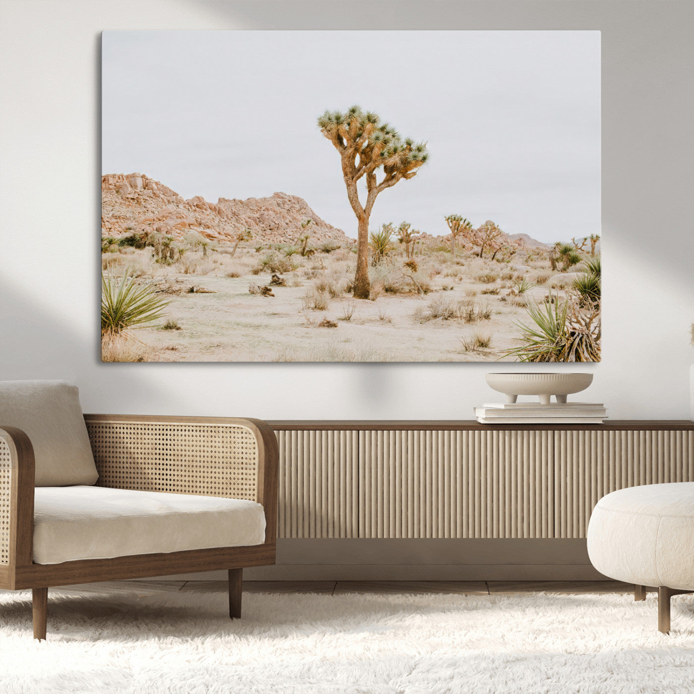 67109959-MGV-CV-36X24-Joshua Tree Wall Art Canvas Print, Framed Neutral Desert Art Picture Print, Earthy Landscape Perfect Neutral Boho Decor Artwork