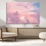 22874890-MGV-CV-36X24-Pastel Sky Wall Art Canvas Print, Framed Dreamy Cloudscape Art Picture Print, Sunset Glow Perfect Minimalist Serenity Decor