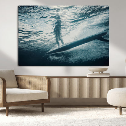 71192524-MGV-CV-36X24-Submerged Surf Wall Art Canvas Print, Framed Underwater Perspective Art Picture Print, Ocean Surf Perfect Coastal Adventure Decor