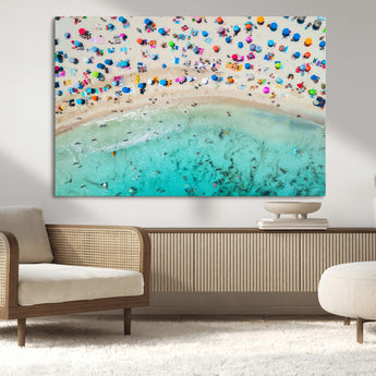 76172085-MGV-CV-36X24-Tropical Shoreline Wall Art Canvas Print, Framed Beach Relaxing Art Picture Print, Aerial Summer Perfect Coastal Vibrant Decor