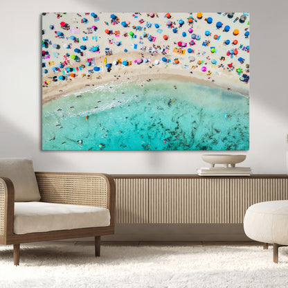 76172085-MGV-CV-36X24-Tropical Shoreline Wall Art Canvas Print, Framed Beach Relaxing Art Picture Print, Aerial Summer Perfect Coastal Vibrant Decor