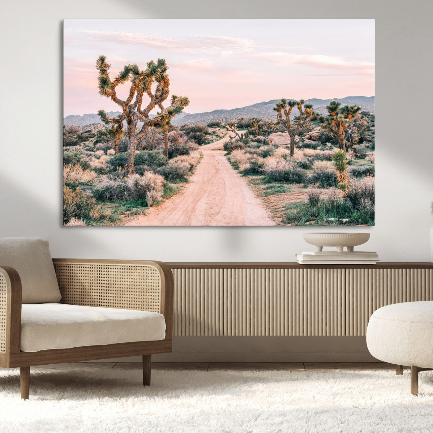 12540952-MGV-CV-36X24-Joshua Tree Park Wall Art Canvas Print, Framed Desert Road Art Picture Print, Sunset Drive Perfect Southwestern Boho Decor Artwork