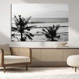 17508038-MGV-CV-36X24-Tropical Coastline Wall Art Canvas Print, Framed Palm Trees Art Picture Print, Ocean Waves Perfect Minimalist Coastal Decor