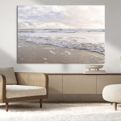 70596264-MGV-CV-36X24-Ocean Waves Wall Art Canvas Print, Framed Coastal Shoreline Art Picture Print, Sea Foam Perfect Coastal Minimalist Decor Artwork