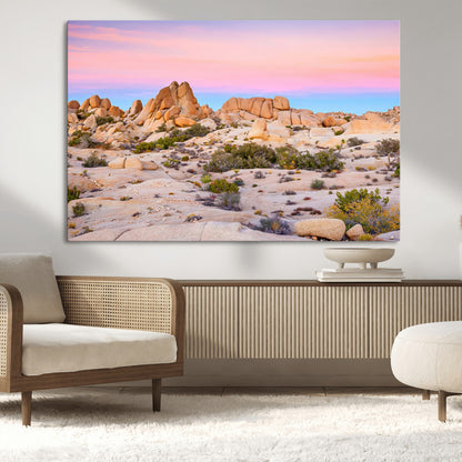96167137-MGV-CV-36X24-Vibrant Sunset Sky Wall Art Canvas Print, Framed Joshua Tree Art Picture Print, Rugged Terrain Perfect Southwestern Boho Decor