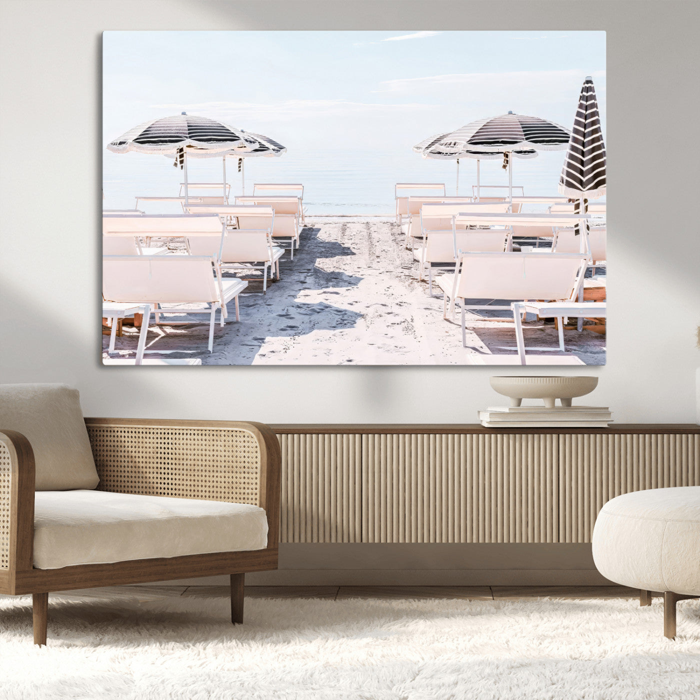 67623952-MGV-CV-36X24-Minimalist Beach Wall Art Canvas Print, Framed Pastel Sand Art Picture Print, Beach Aesthetic Perfect Coastal Minimalist Decor