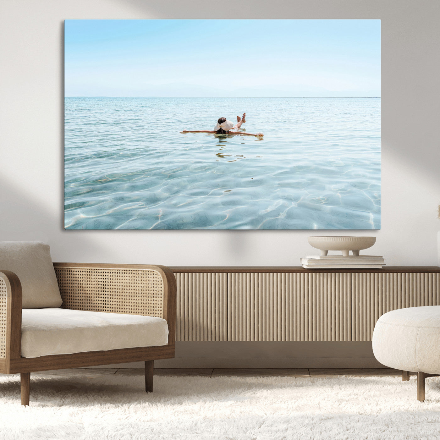32624554-MGV-CV-36X24-Swimming Relaxation Wall Art Canvas Print, Framed Peaceful Water Art Picture Print, Clear Sea Perfect Minimalist Aquatic Decor