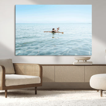32624554-MGV-CV-36X24-Swimming Relaxation Wall Art Canvas Print, Framed Peaceful Water Art Picture Print, Clear Sea Perfect Minimalist Aquatic Decor