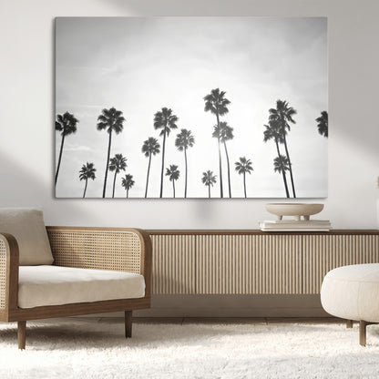 62298277-MGV-CV-36X24-Monochrome Palms Wall Art Canvas Print, Framed Minimalist Trees Art Picture Print, Silhouetted Palms Perfect Tropical Minimalist